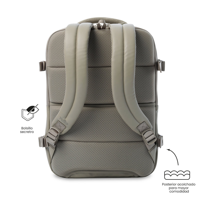 Mochila de Viaje Expandible Grow Porta PC16" Beige Unisex