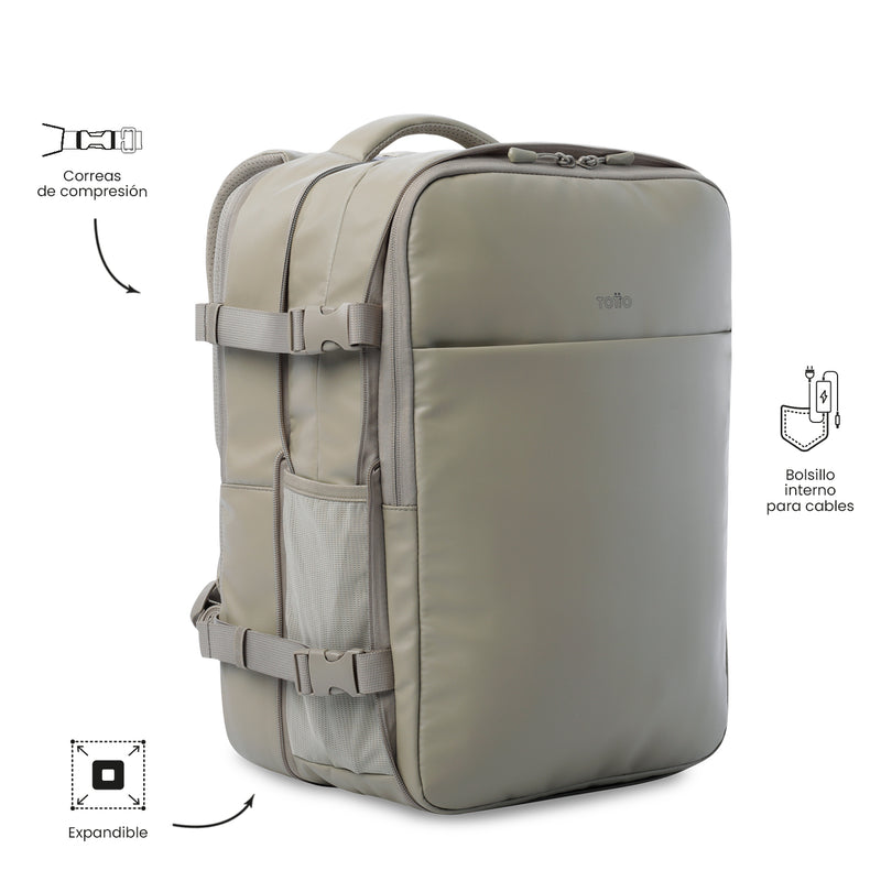 Mochila de Viaje Expandible Grow Porta PC16" Beige Unisex