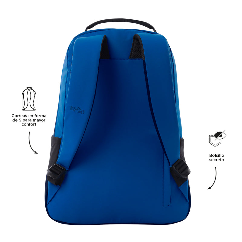 Mochila Universitario Detroit Porta Laptop 16" Negro/Azul Hombre