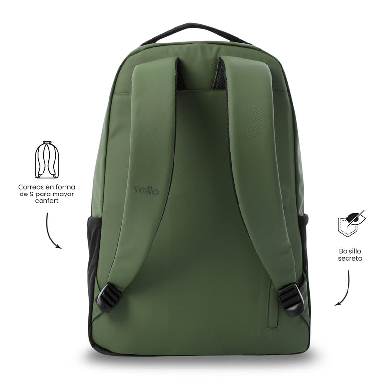 Mochila Universitari Porta PC 16" Detroit Verde Hombre