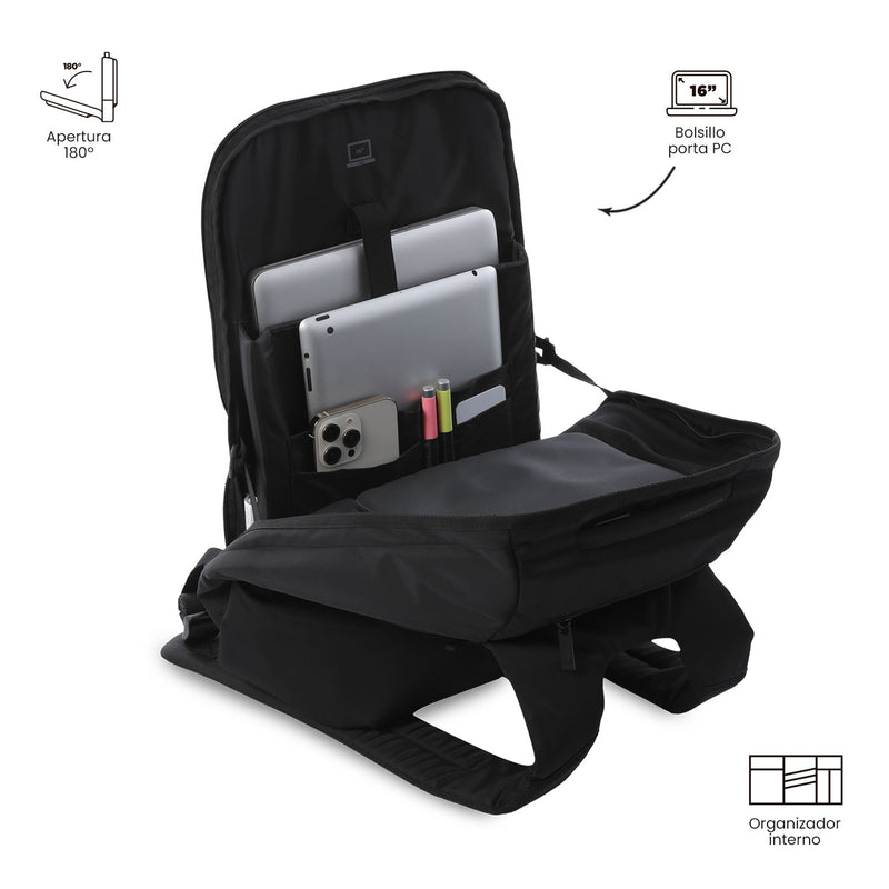 Mochila Antirrobo Porta PC 14" Twill Negro Hombre