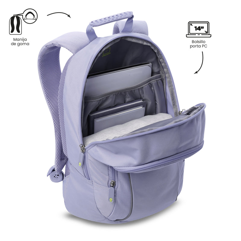 Mochila Universitaria Porta PC 14" Arvar 2.0 Morado Mujer