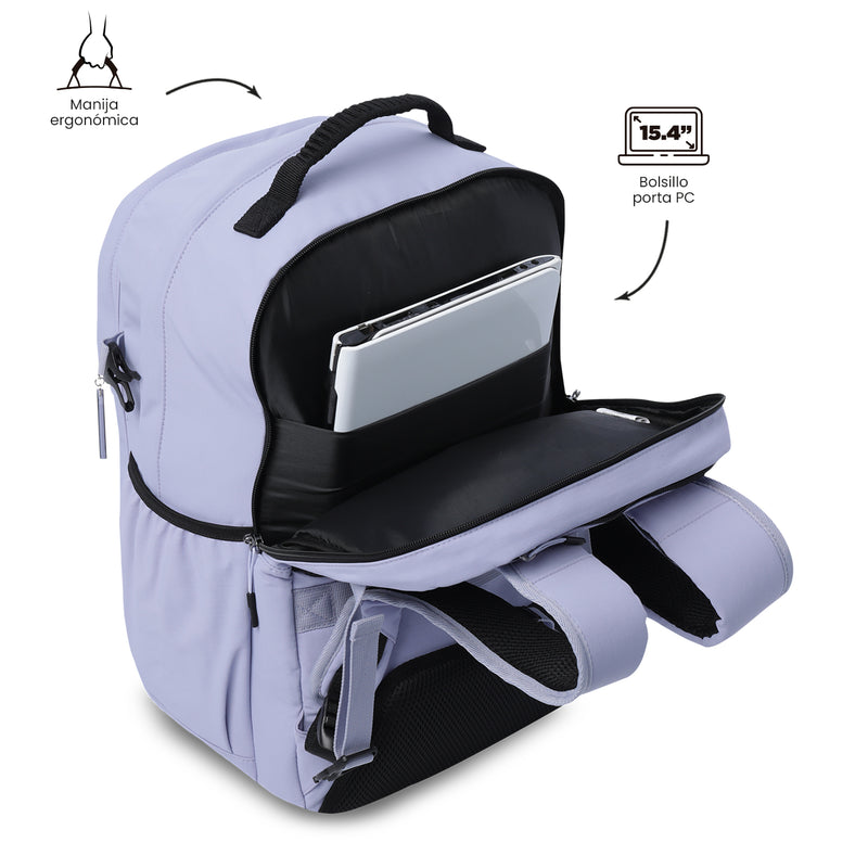 Mochila Universitaria Porta PC 15.4" Spa Morado Mujer
