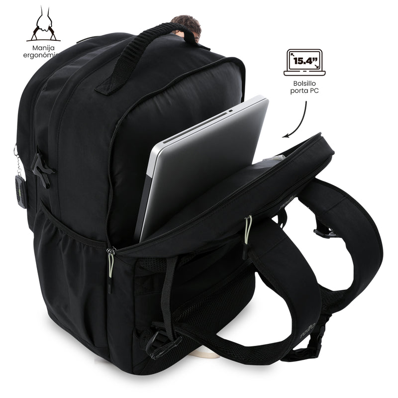 Mochila Universitaria Porta PC 15.4" Spa Negro Unisex