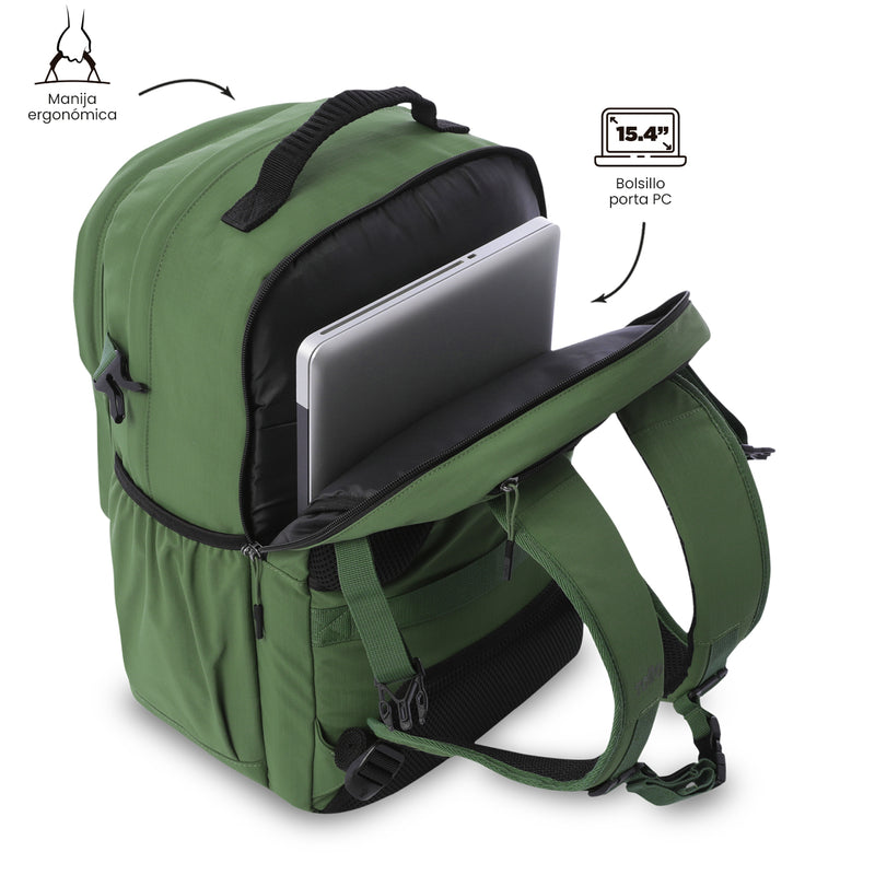 Mochila Universitaria Porta PC 15.4" Spa Verde Hombre