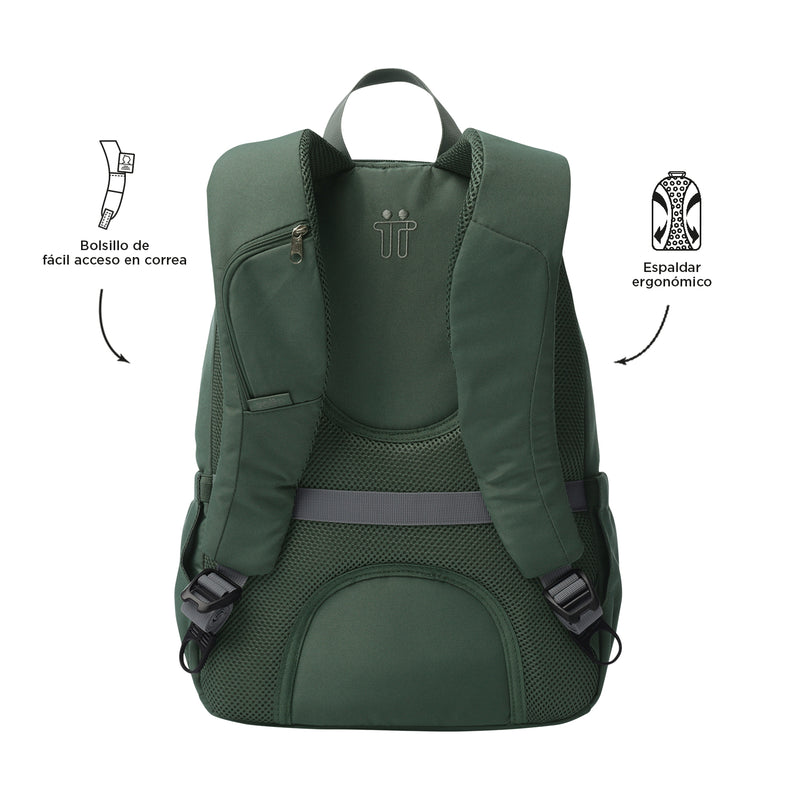 Mochila Universitaria Goctal 2.0 Porta Laptop 14" Verde Hombre