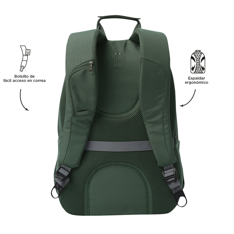 Mochila Universitaria Krimmler 2.0 Porta PC 15.4" Verde Hombre