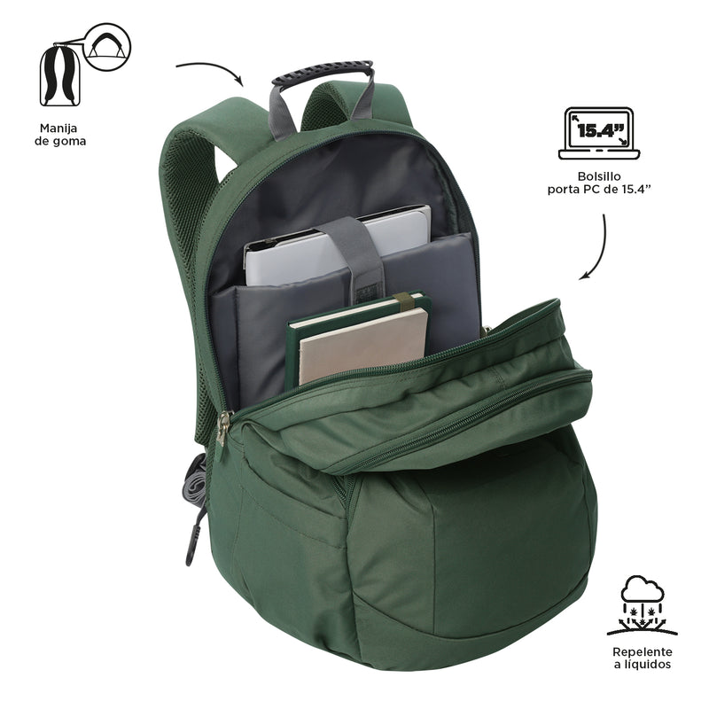 Mochila Universitaria Krimmler 2.0 Porta PC 15.4" Verde Hombre