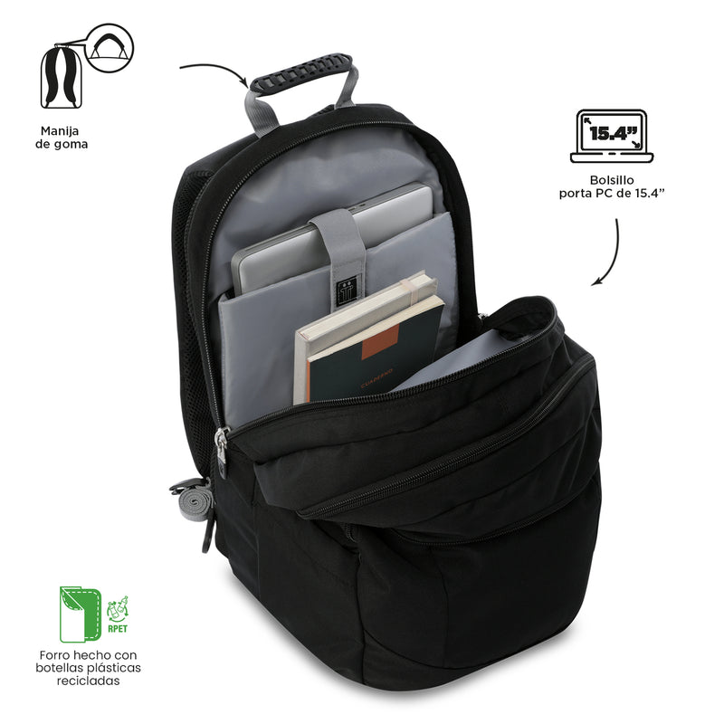 Mochila Universitaria Porta PC 15.4" Krimmler 2.0 Negro Unisex