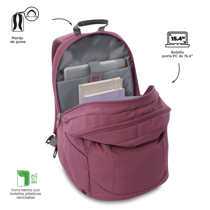 Mochila Universitaria Porta PC 15.4" Krimmler 2.0 Rosado Mujer