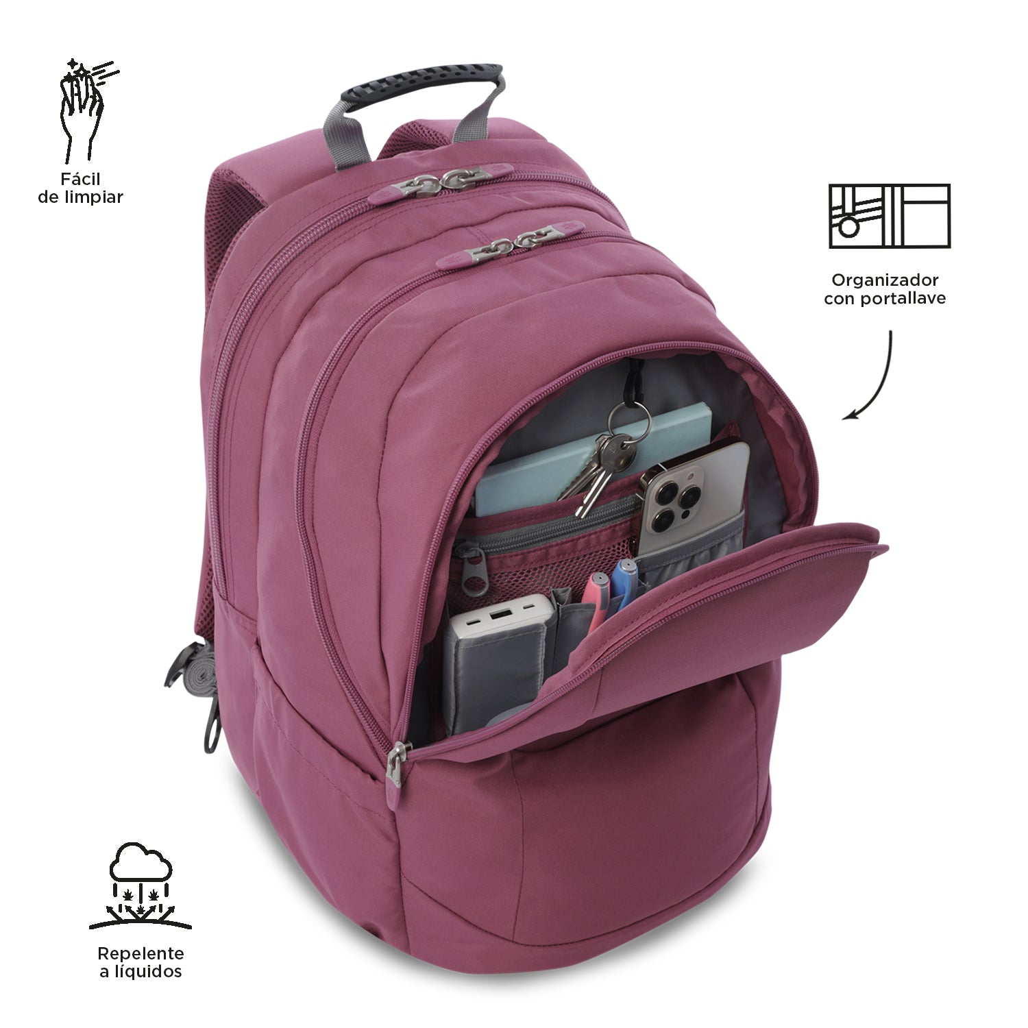 Mochila Universitaria Porta PC 15.4" Krimmler 2.0 Rosado Mujer