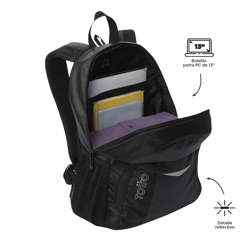 Mochila Universitaria Teck 2.0 Porta PC 13" Negro Hombre