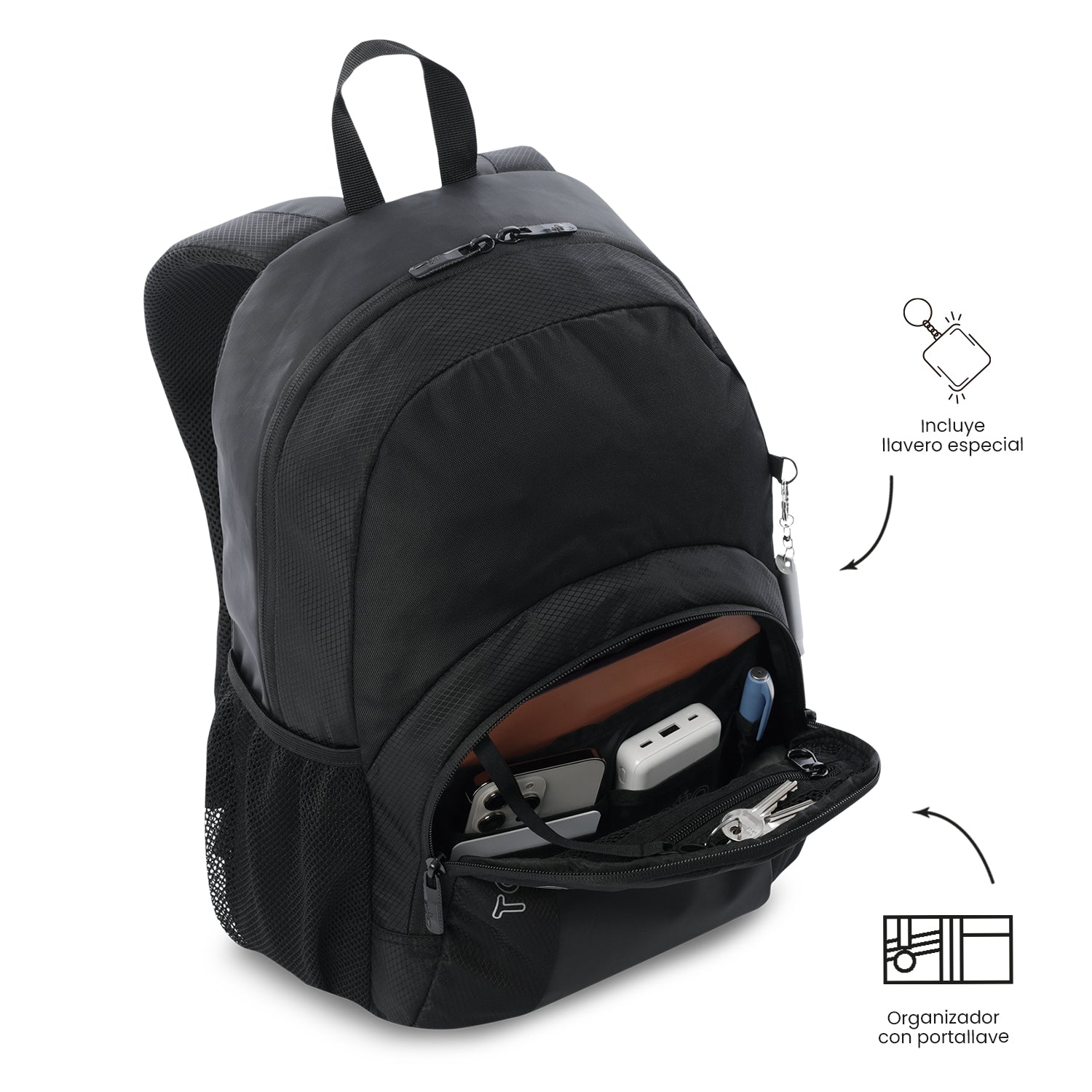 Mochila Universitaria Teck 3.0 Porta PC 13" Negro Hombre