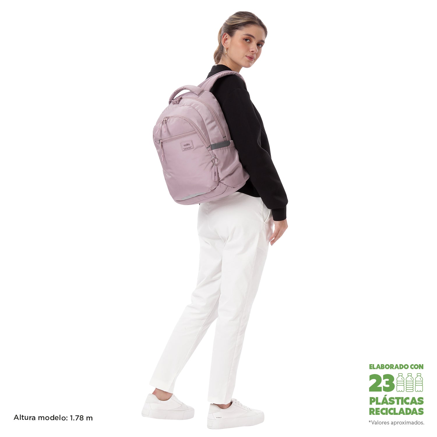Mochila Universitaria Misisipi Porta Laptop 14" Rosado Mujer