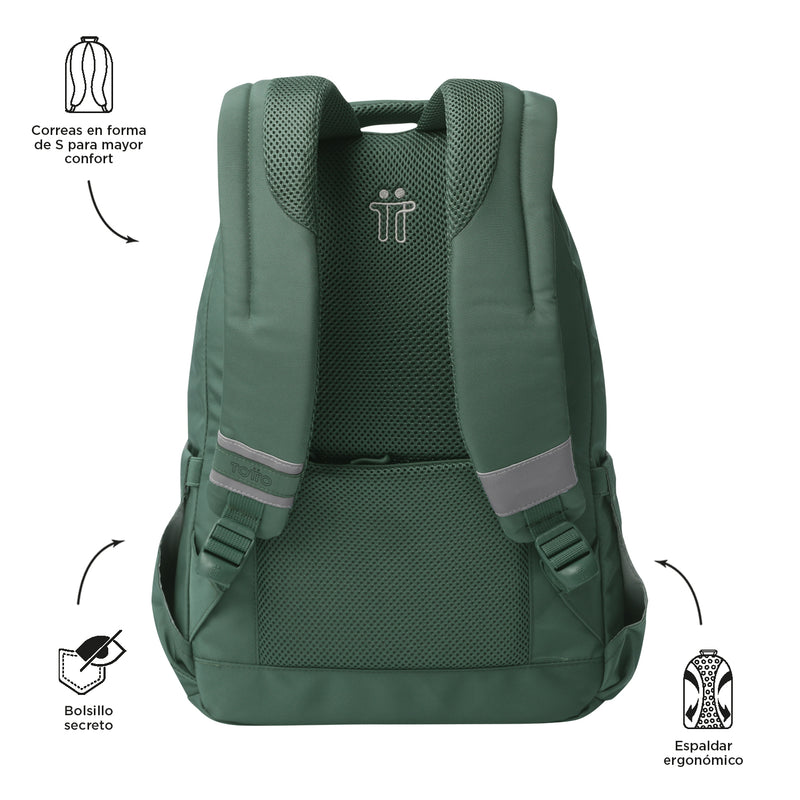Mochila Universitaria Misisipi Porta PC 14" Verde Hombre