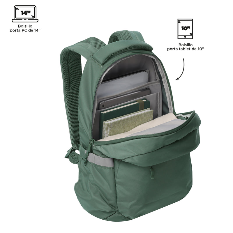 Mochila Universitaria Misisipi Porta PC 14" Verde Hombre