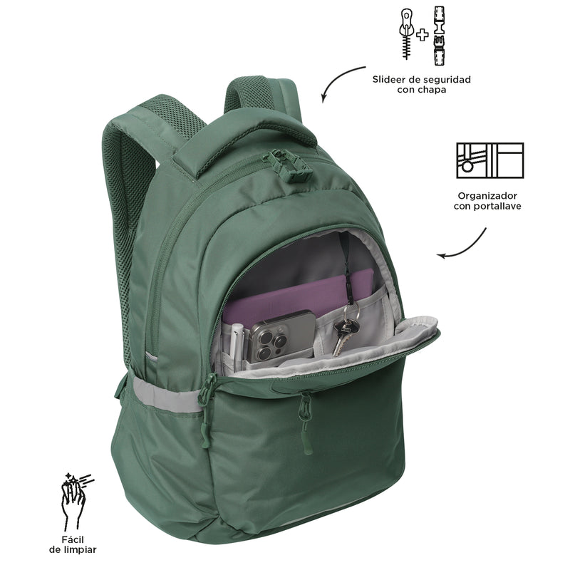 Mochila Universitaria Misisipi Porta PC 14" Verde Hombre