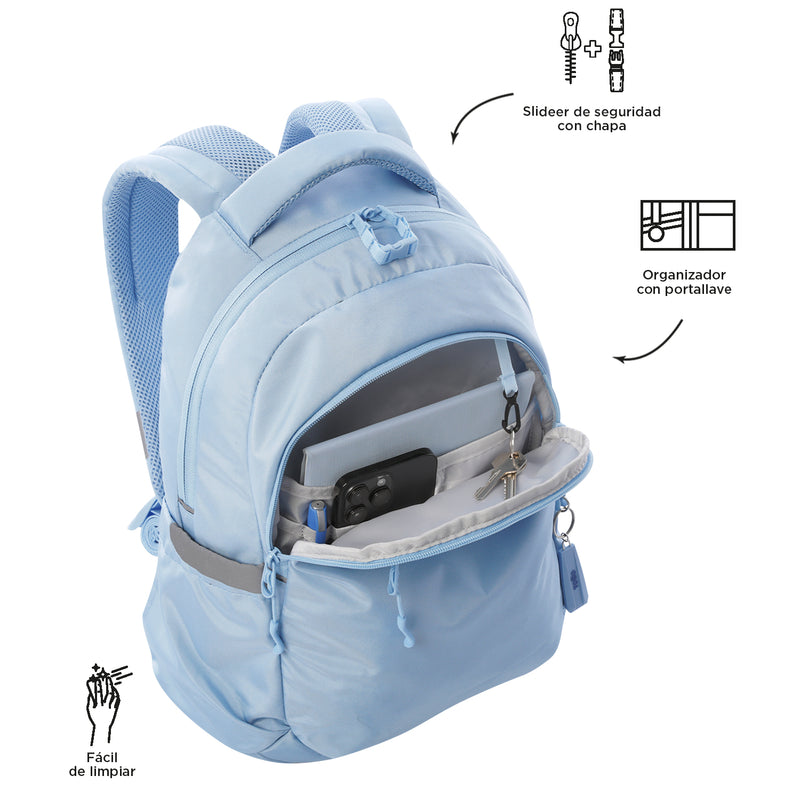 Mochila Universitaria Misisipi Porta Laptop 14" Azul Mujer