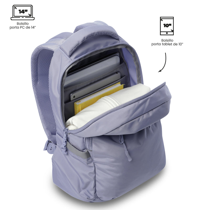 Mchila Universitaria Porta PC 14" Misisipi Morado Mujer