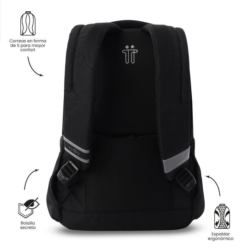 Mochila Universitaria Porta PC 14" Misisipi Negro Unisex