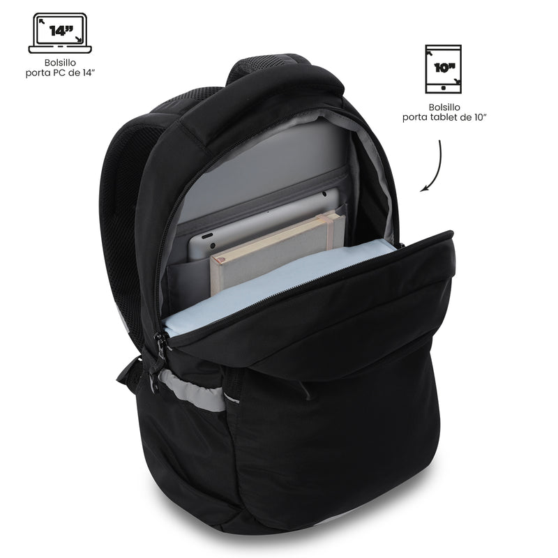 Mochila Universitaria Porta PC 14" Misisipi Negro Unisex