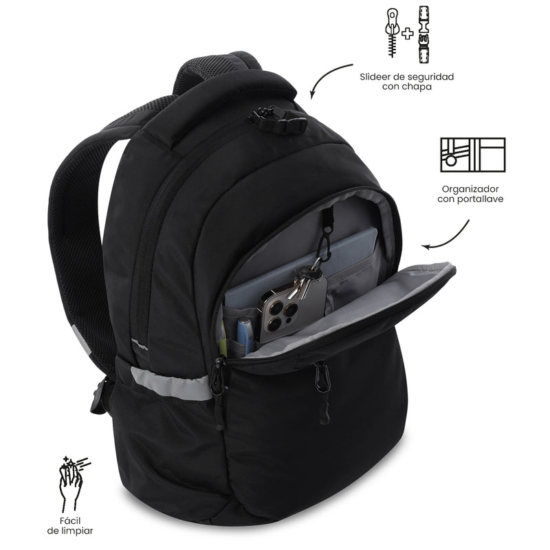 Mochila Universitaria Porta PC 14" Misisipi Negro Unisex