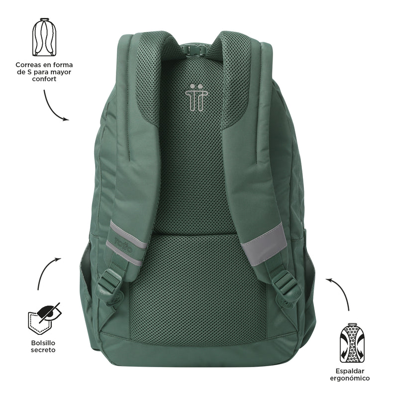 Mochila Universitaria Porta PC 15.4" Indo Verde Hombre