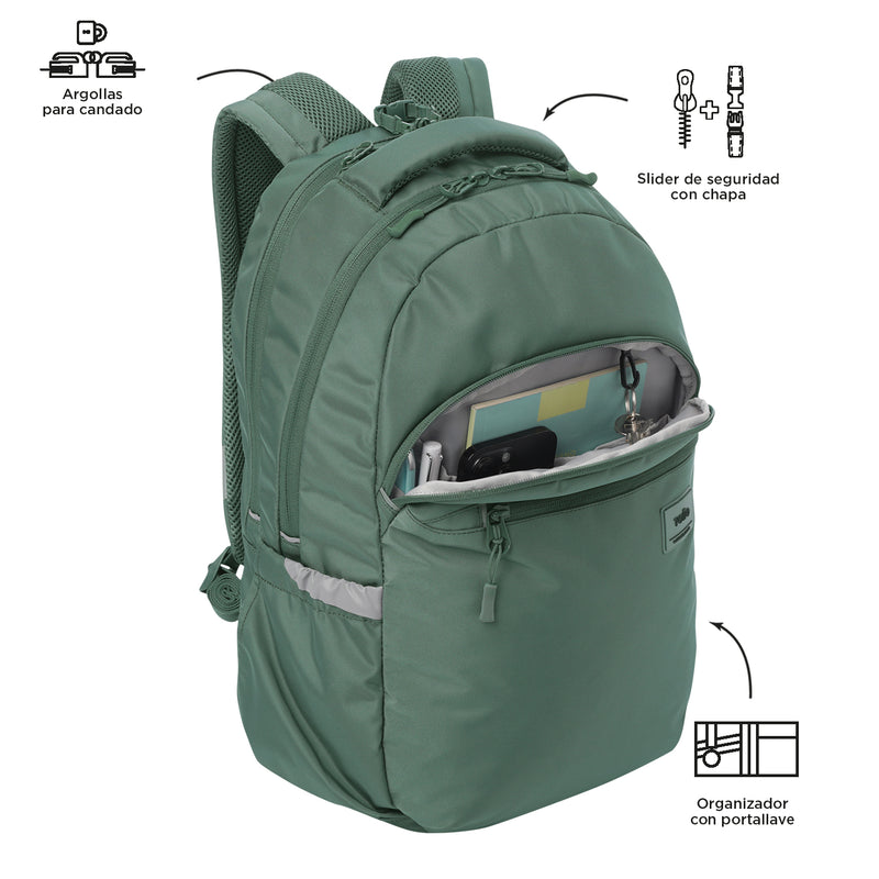 Mochila Universitaria Porta PC 15.4" Indo Verde Hombre