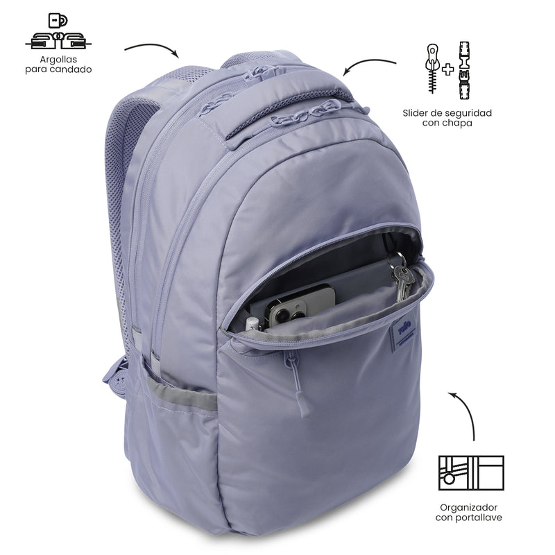 Mochila Universitaria Porta PC 15.4" Indo Morado Mujer