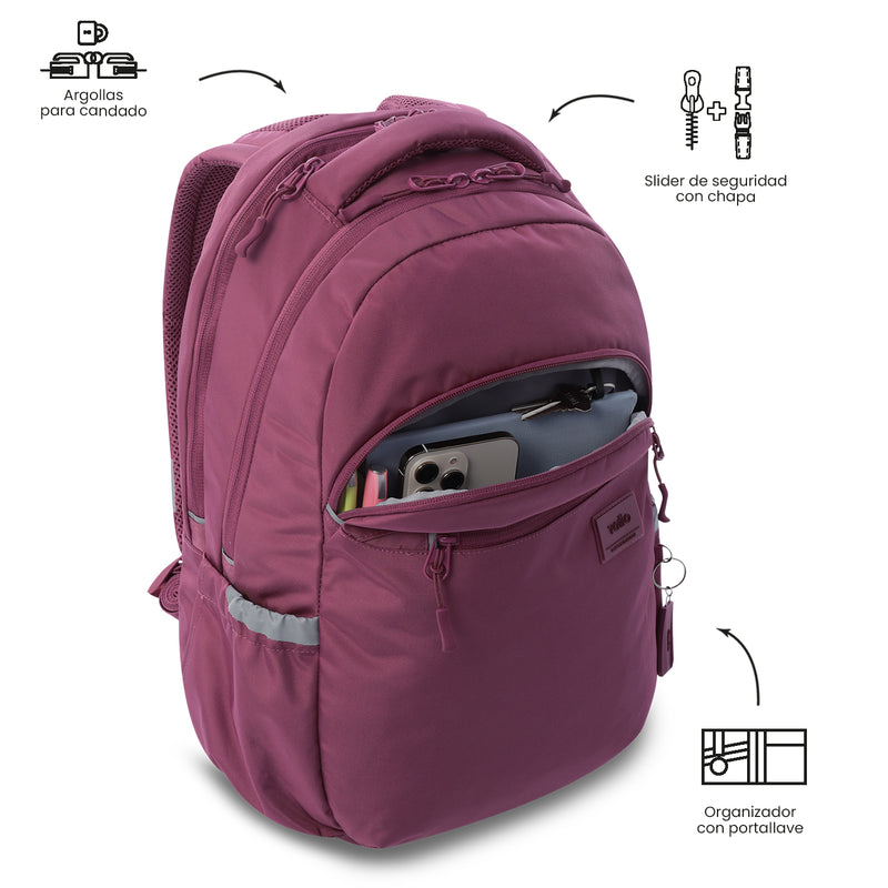 Mochila Universitaria Porta PC 15.4" Indo Rosado Mujer