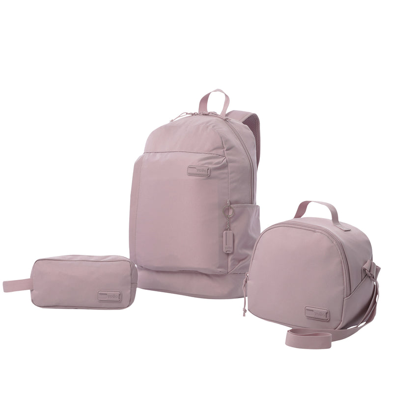 Combo Juvenil X 3 + Lonchera + Cartuchera Yuno Mochila 14" Rosado Mujer