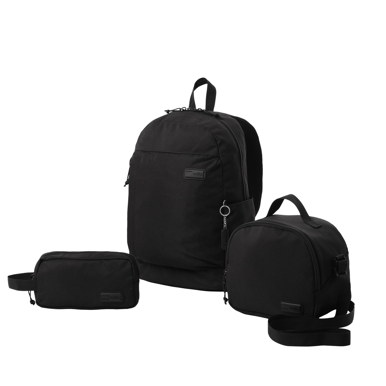 Combo Juvenil X 3 + Lonchera + Cartuchera Yuno Mochila 14" Negro Unisex