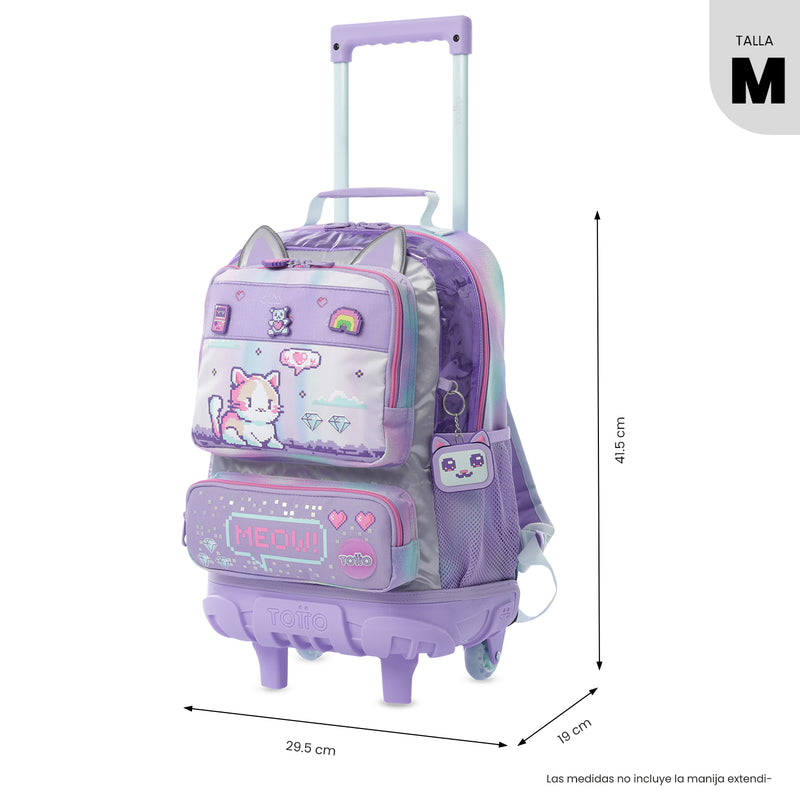 Mochila para Niña con ruedas Andy Cat Mediano Morado