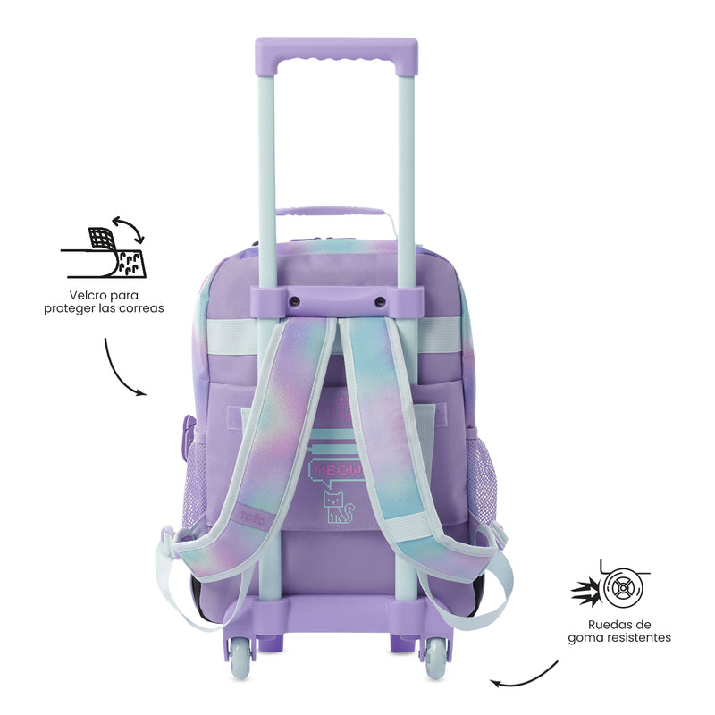 Mochila para Niña con ruedas Andy Cat Mediano Morado