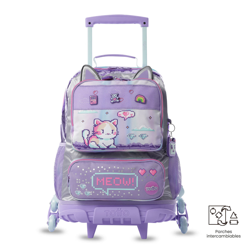 Mochila para Niña con 3 ruedas Andy Cat Grande Morado