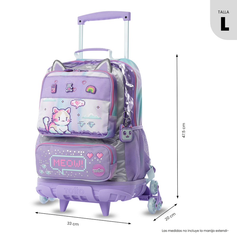 Mochila para Niña con 3 ruedas Andy Cat Grande Morado