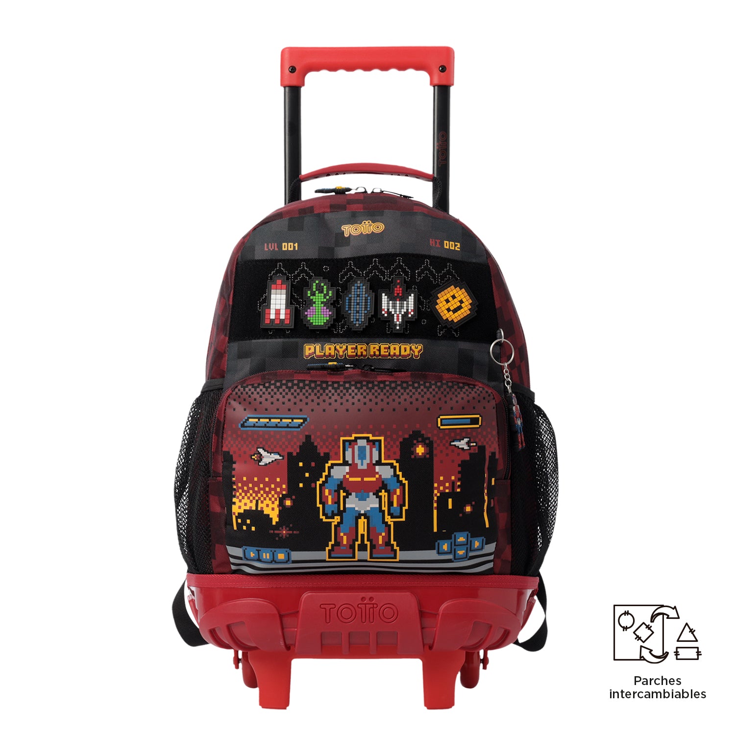 Mochila con ruedas Niño Digibot Mediano Rojo