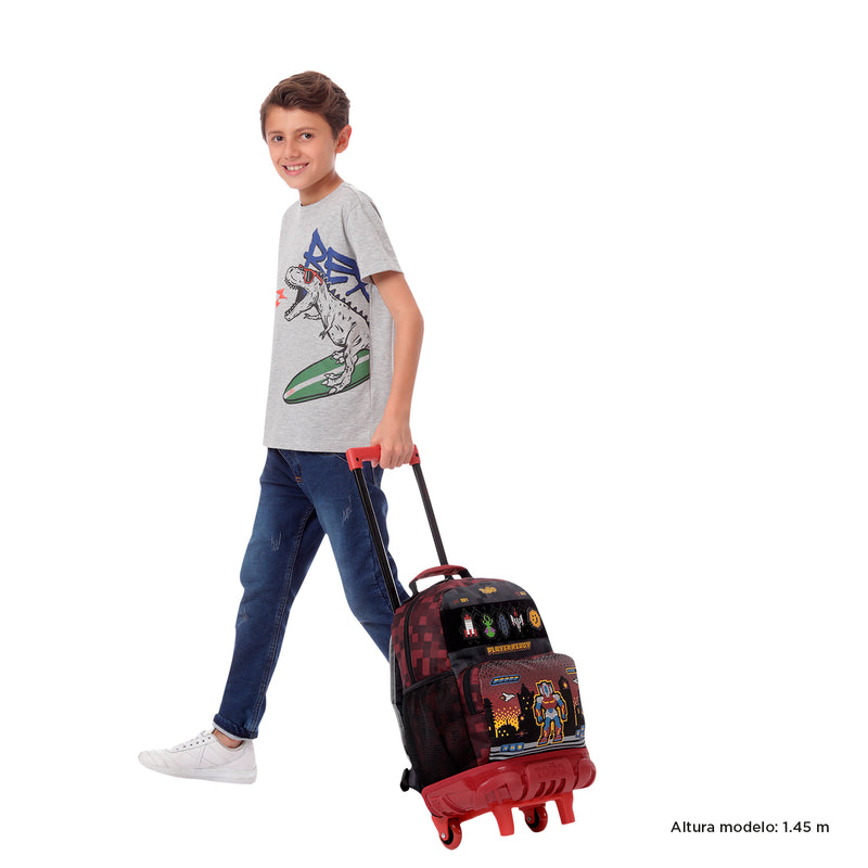 Mochila con ruedas Niño Digibot Mediano Rojo