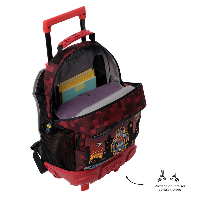 Mochila con ruedas Niño Digibot Mediano Rojo