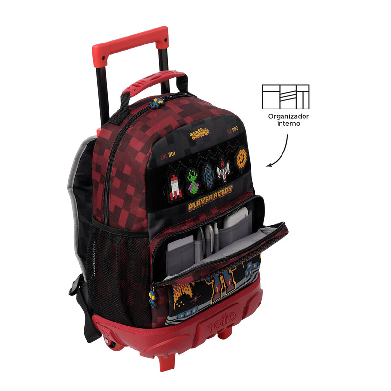 Mochila con ruedas Niño Digibot Mediano Rojo