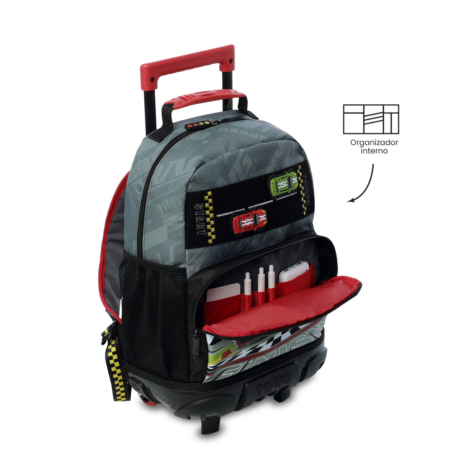 Mochila para Niño con ruedas Grand Prix  Grande Gris