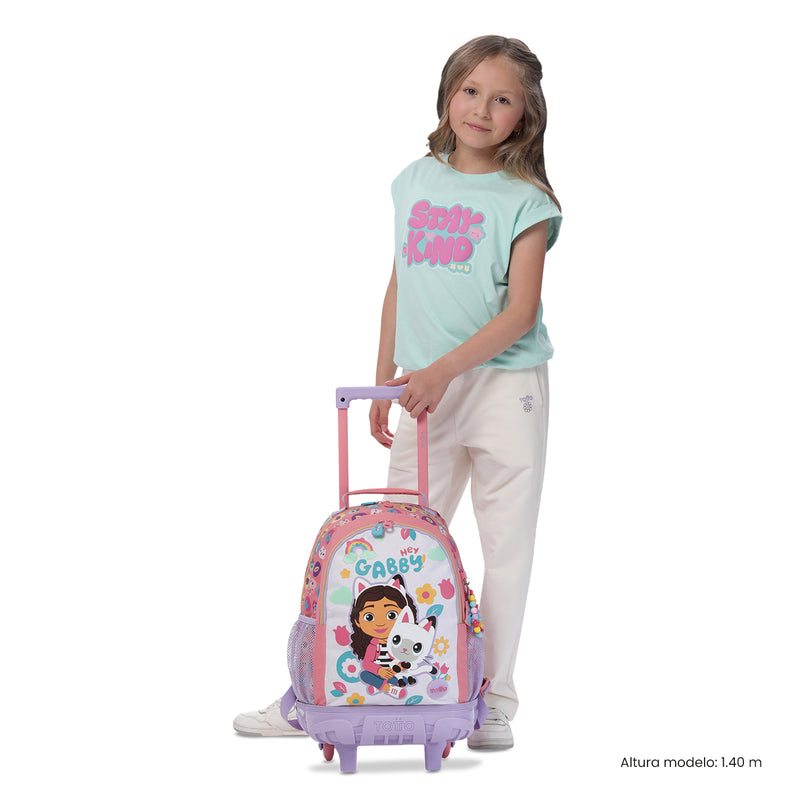 Mochila para Niña con ruedas Hey Gabby Mediano Rosado
