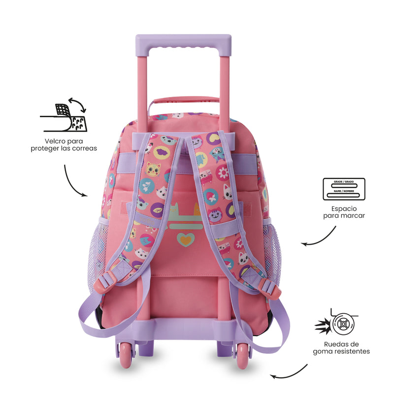 Mochila para Niña con ruedas Hey Gabby Mediano Rosado