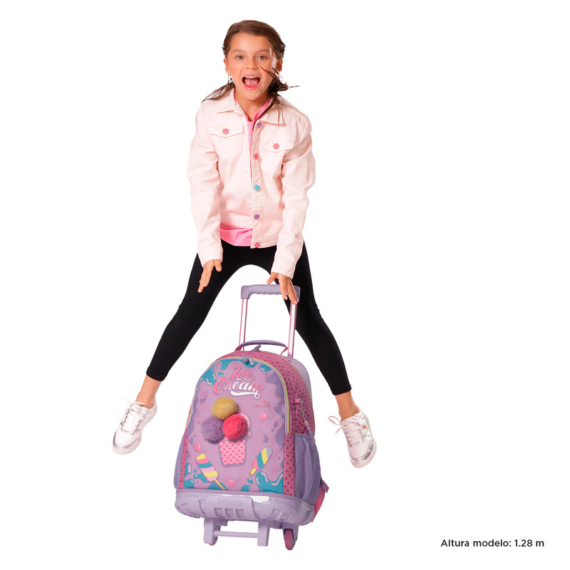 Mochila ruedas Niña Rue Bomper Ice Pop L Rosado