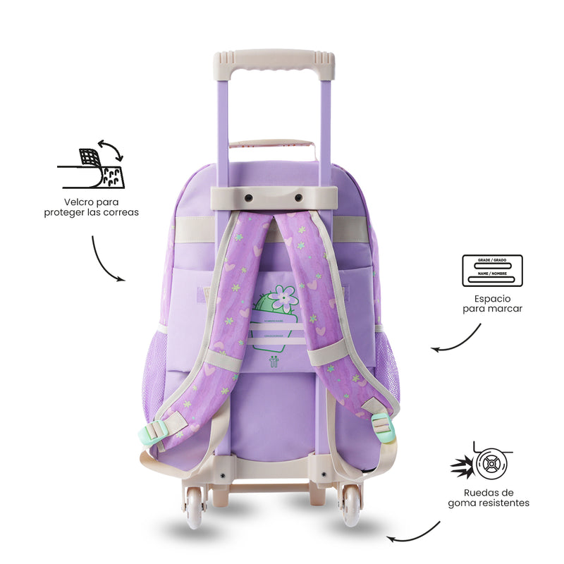 Mochila para Niña con ruedas Kacty Grande Morado