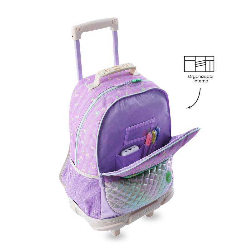 Mochila para Niña con ruedas Kacty Grande Morado