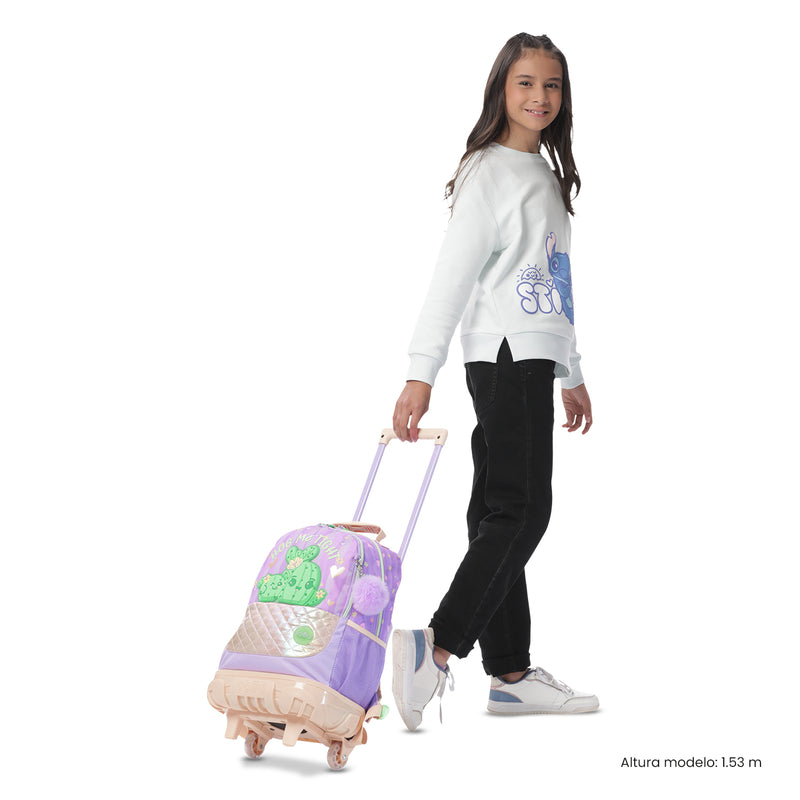 Mochila para Niña con ruedas Kacty Mediano Morado