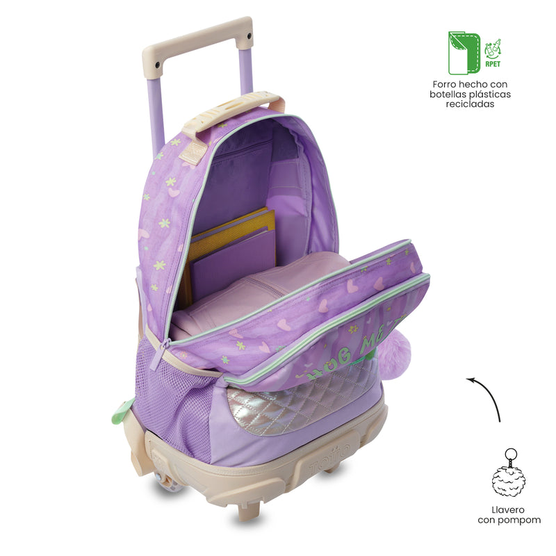 Mochila para Niña con ruedas Kacty Mediano Morado