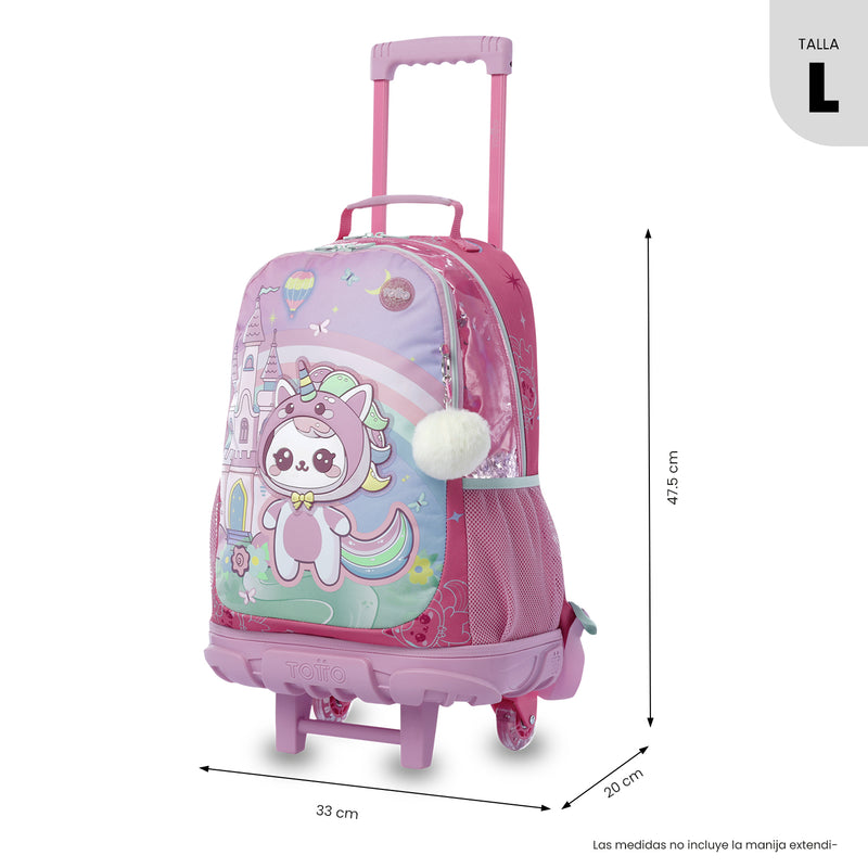 Mochila para Niña con ruedas Magic Spark Grande Rosado