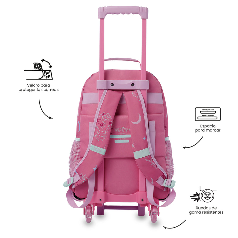 Mochila para Niña con ruedas Magic Spark Grande Rosado